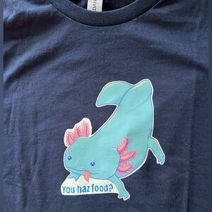 Hungry Axolotl navy blue t shirt